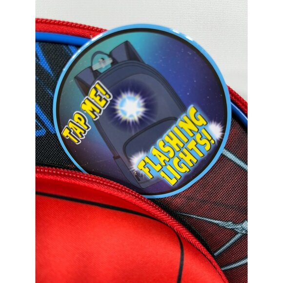 Marvel Spider-Man Raised Mask Light Up 17" Kids School Backpack - Picture 5 of 16